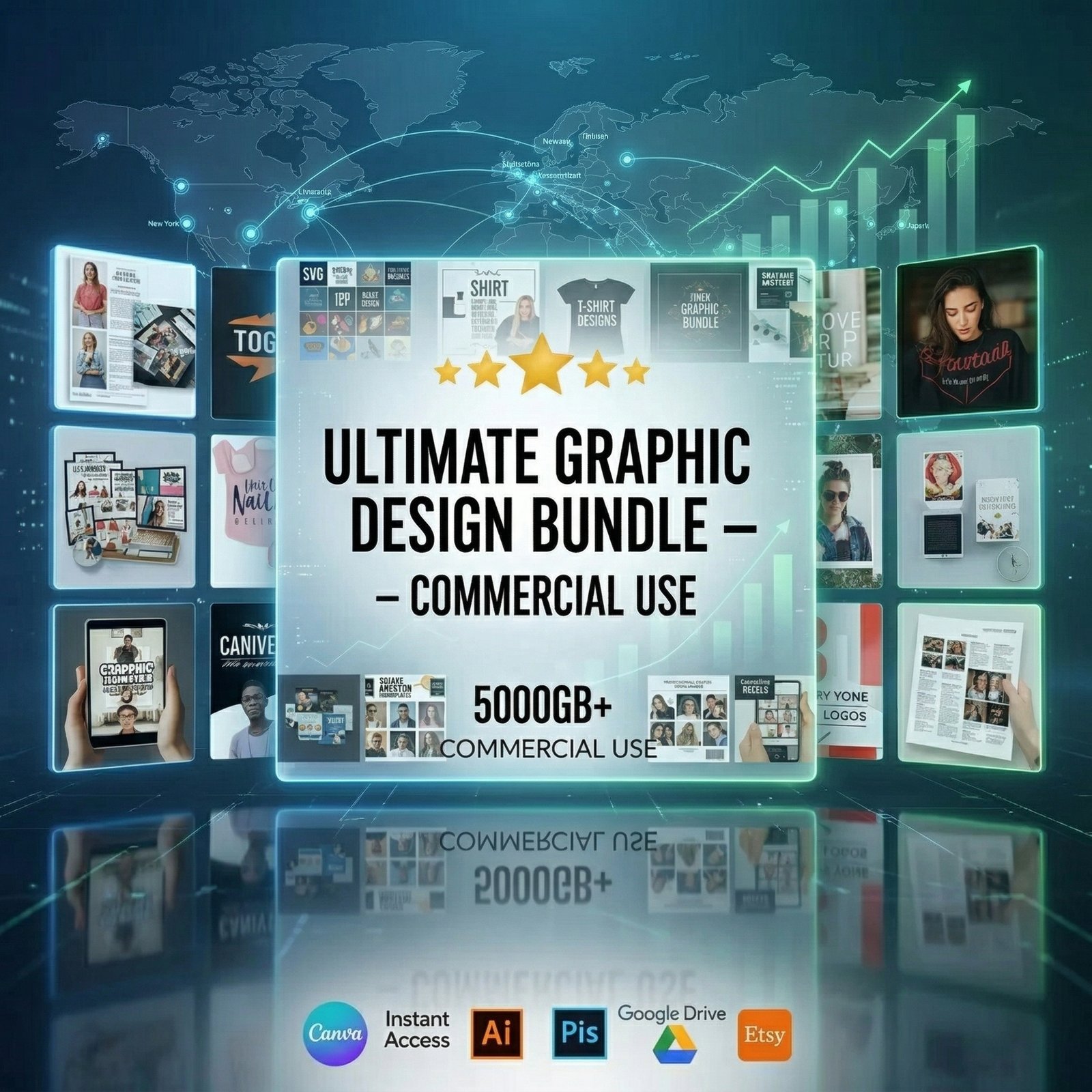 5000GB+ Ultimate Graphic Design Bundle | 100K+ Creative Assets | T-Shirt Designs, Templates, Icons, Videos